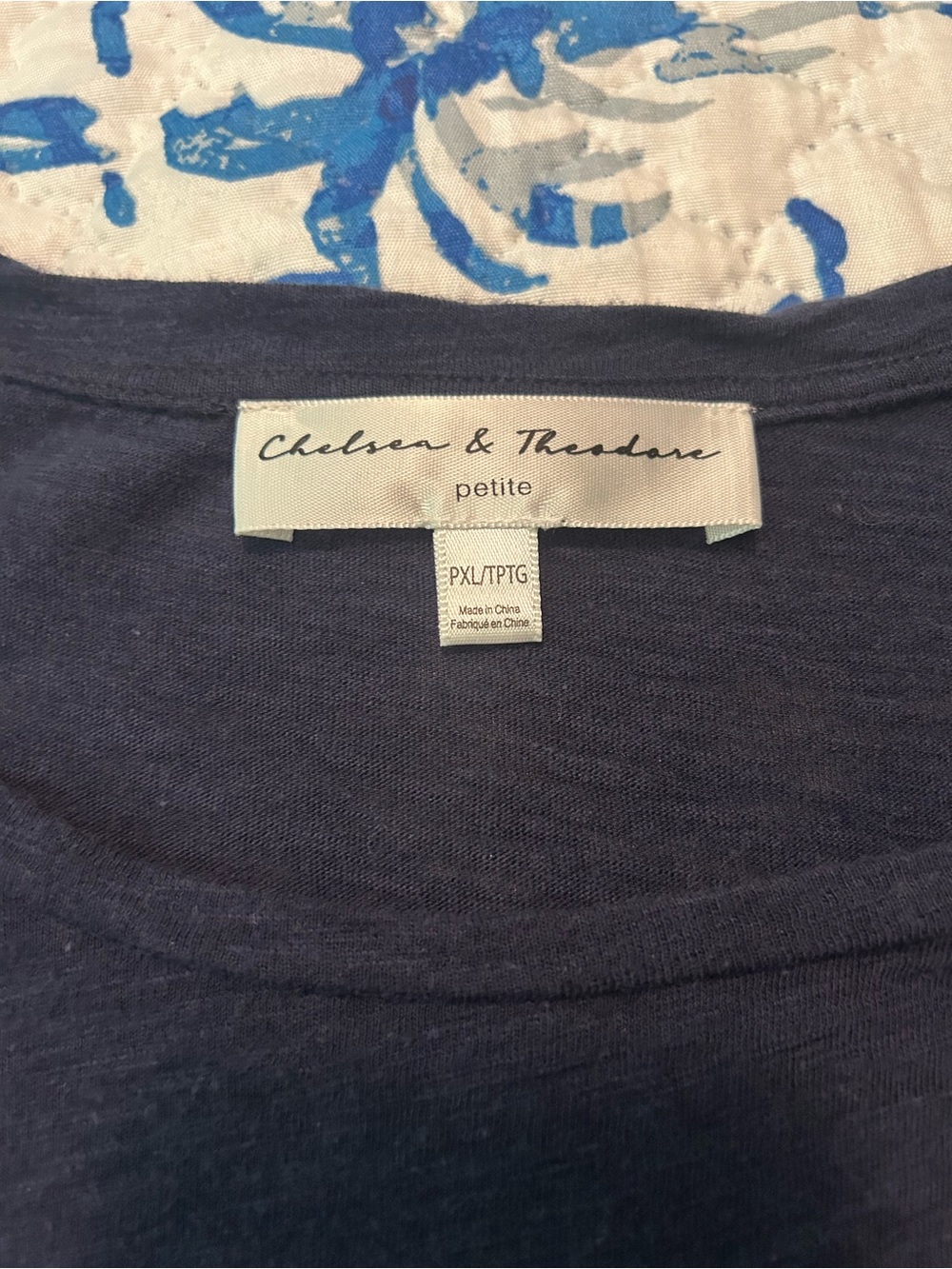 Chelsea & Theodore Navy Eyelet Short Sleeve Tee - Picture 3 of 3